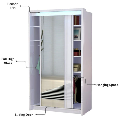 Porto 2 Doors Wardrobe | COLOR: White | SIZE: 125cm