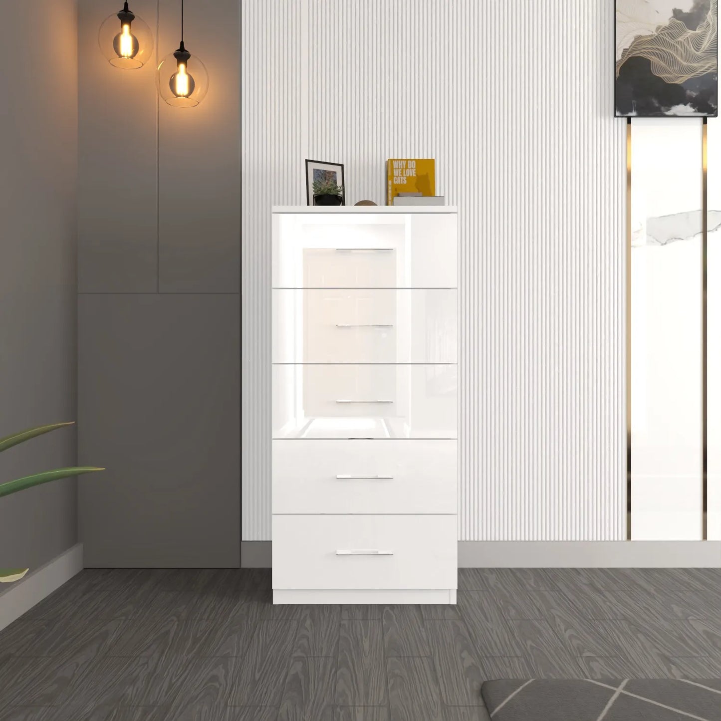 Riga 5 Drawers Chest | COLOR: White | SIZE: 60cm , 80cm 