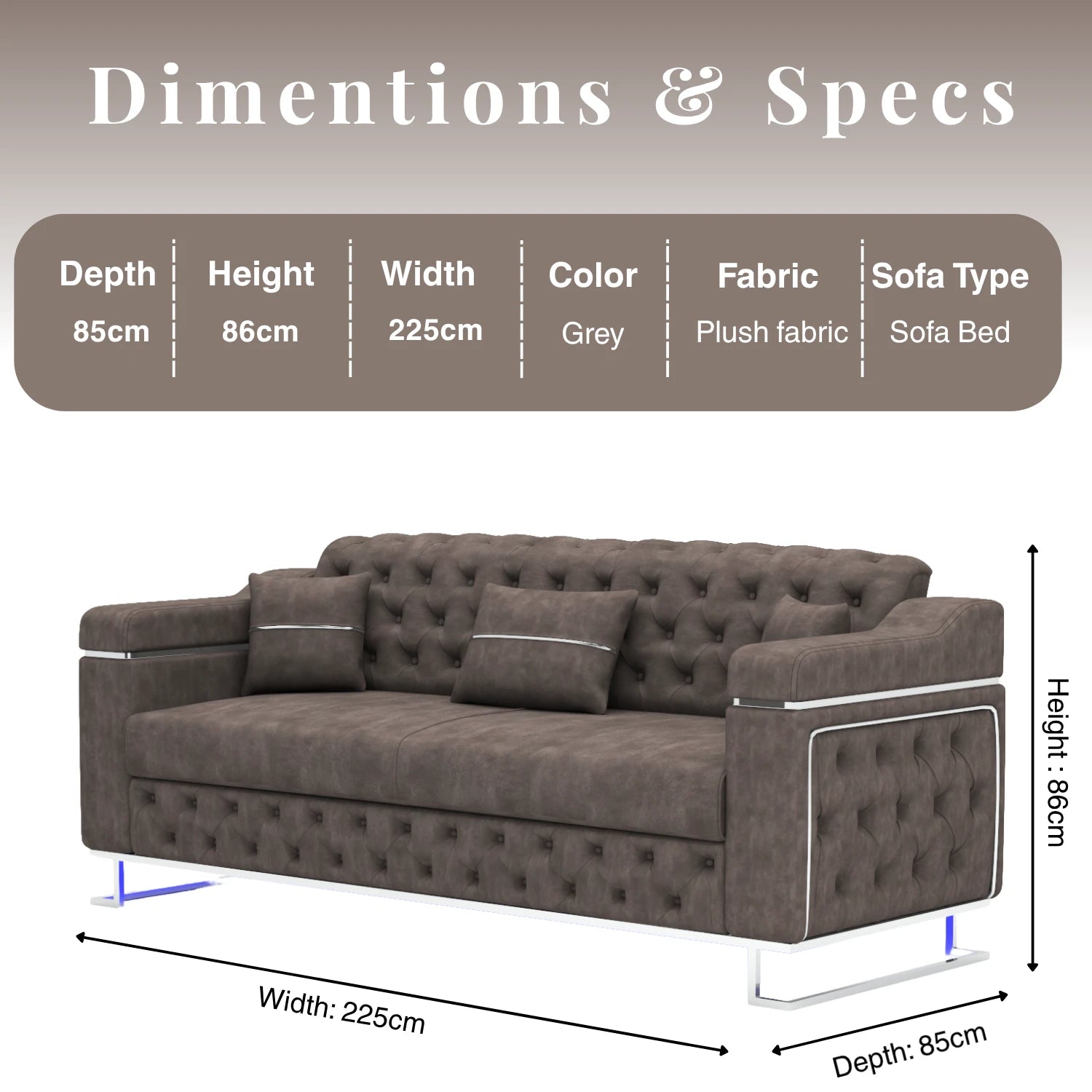 3 Seater DarkGrey