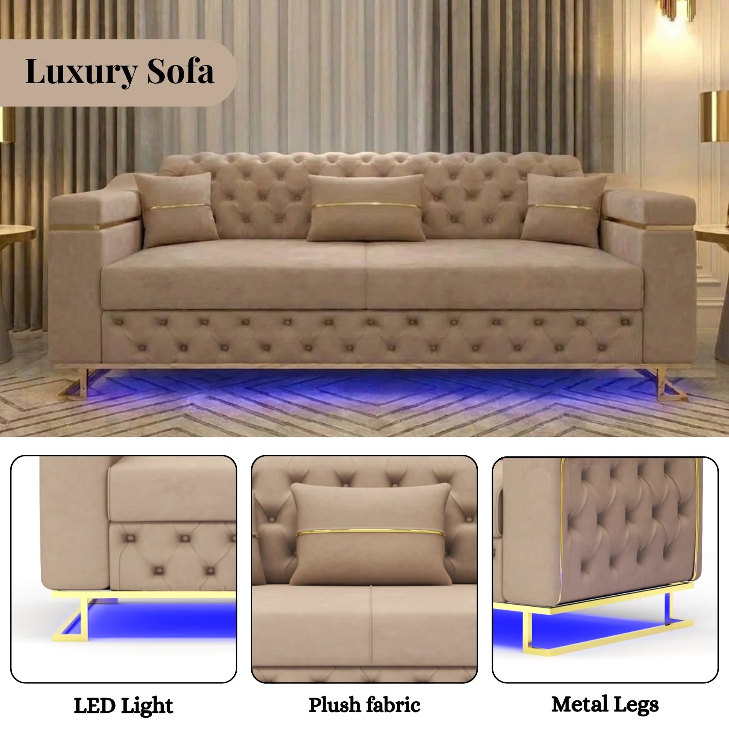 3 Seater Cream