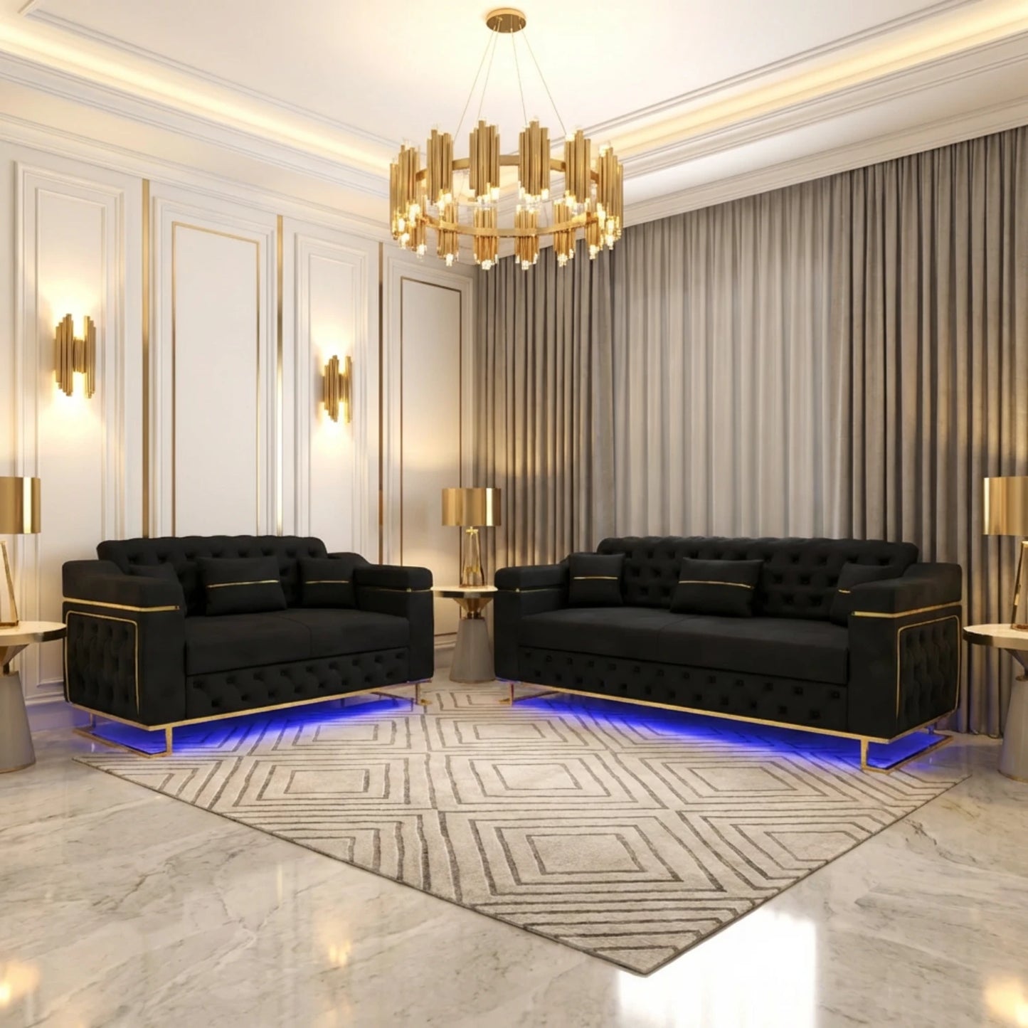3+2 Seater Black
