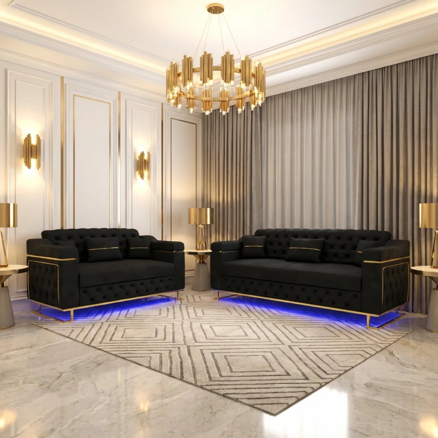 3+2 Seater Black