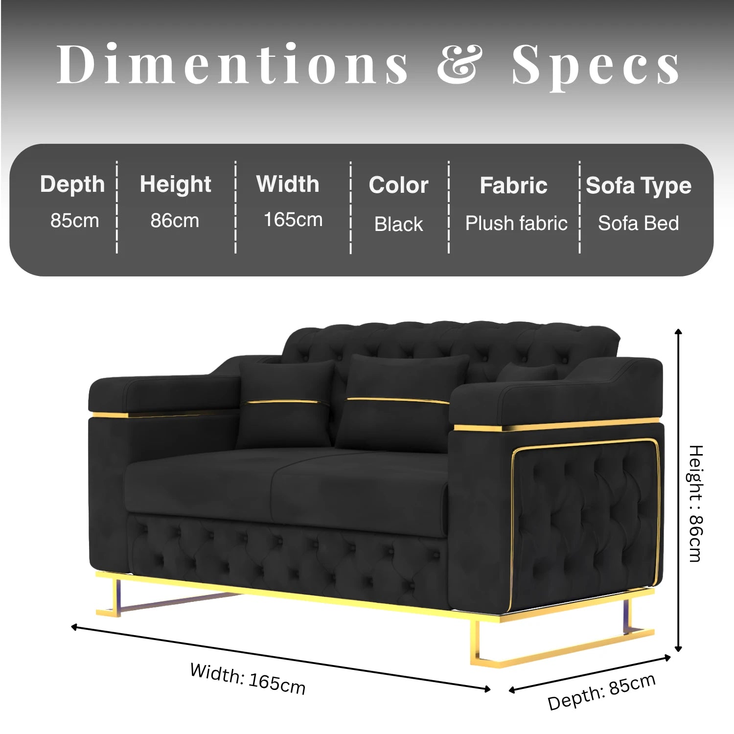 3+2 Seater Black