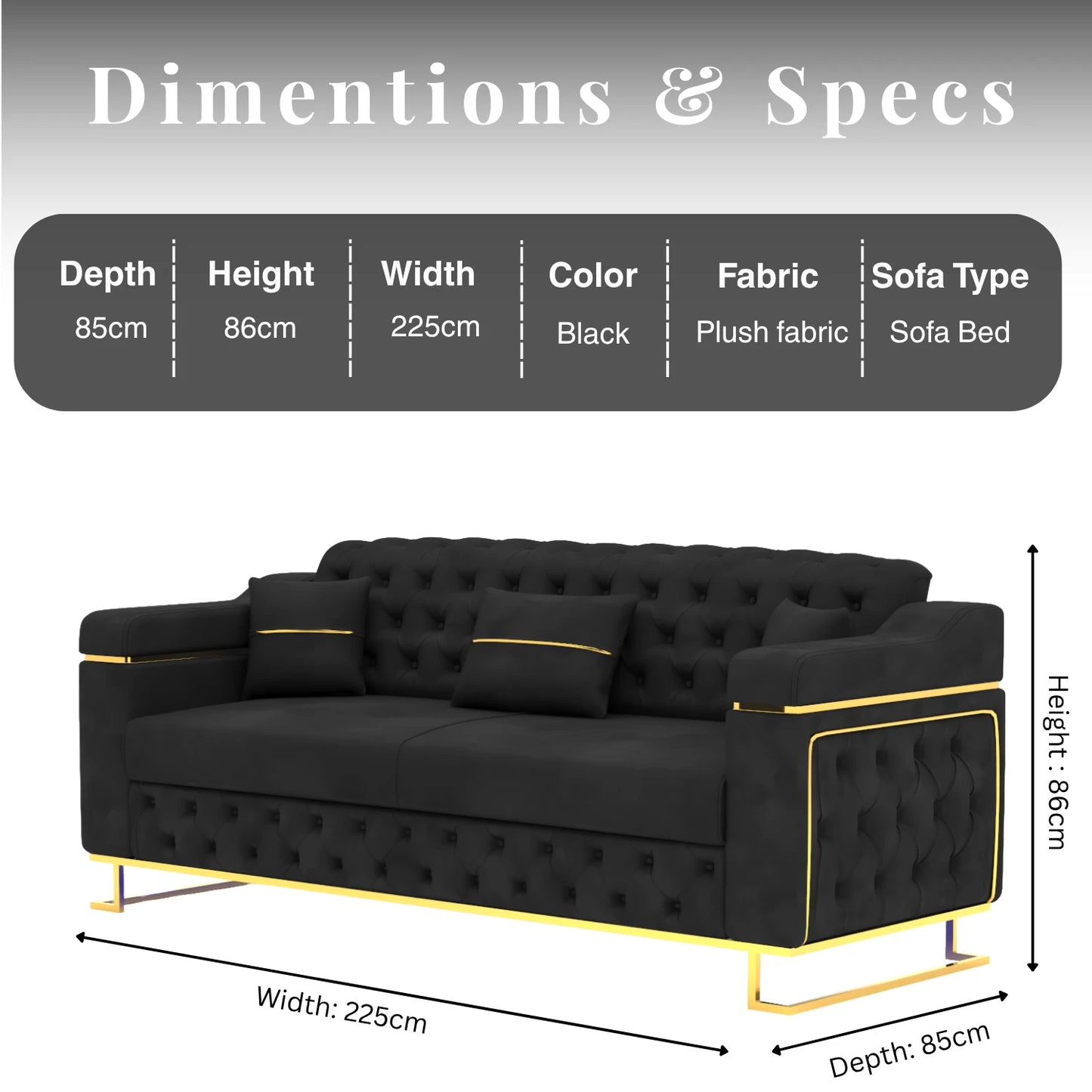 3+2 Seater Black