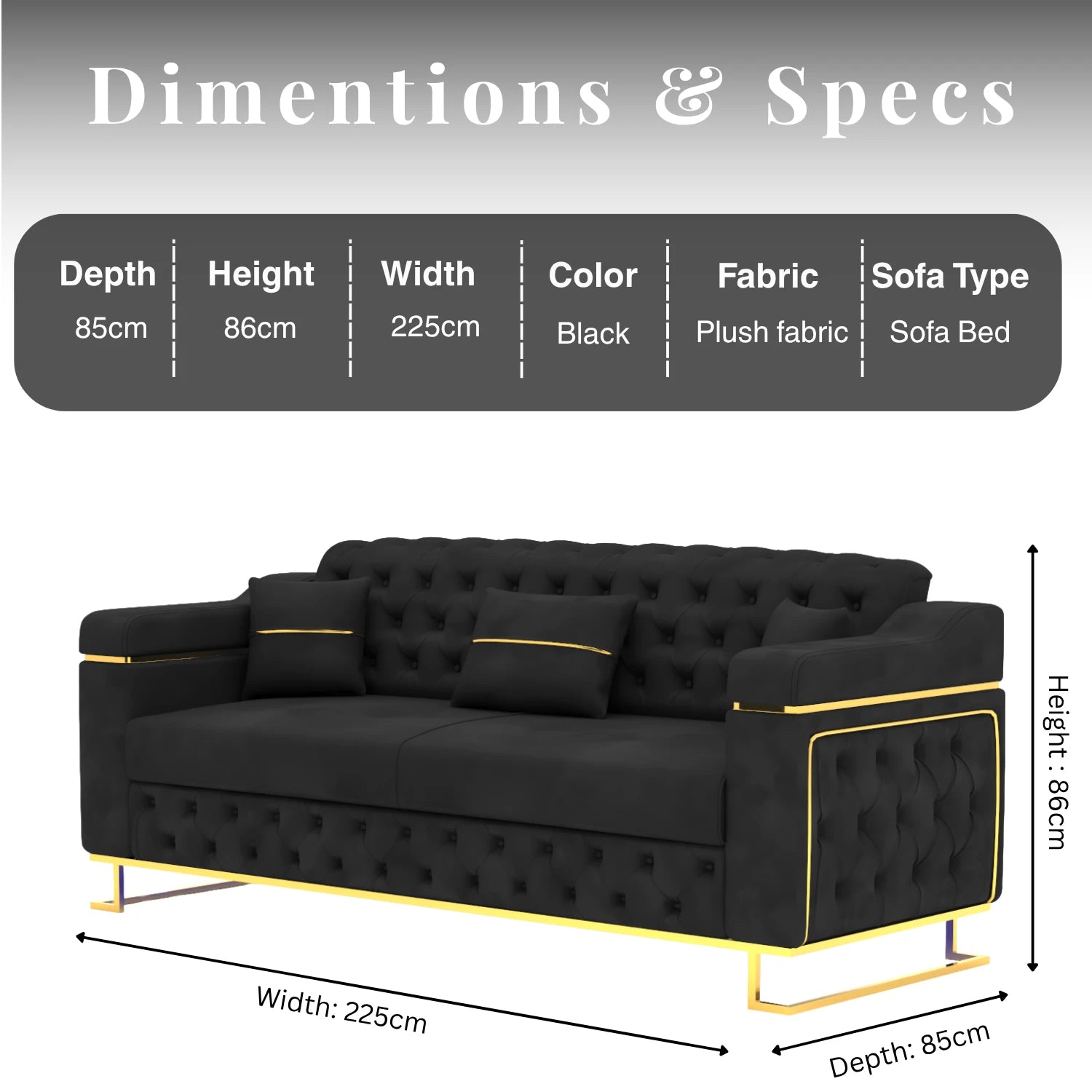 3 Seater Black