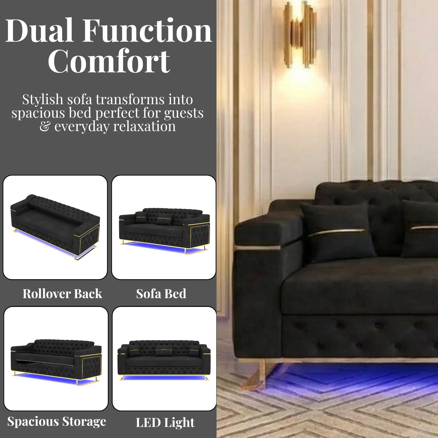 3 Seater Black