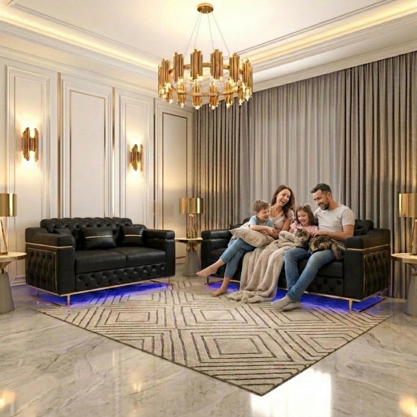 2 Seater Black