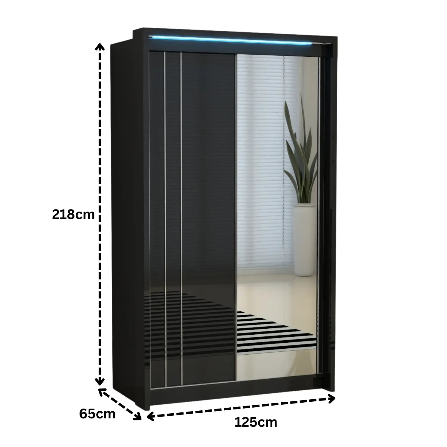 Porto 2 Doors Wardrobe | COLOR: Black | SIZE: 125cm 