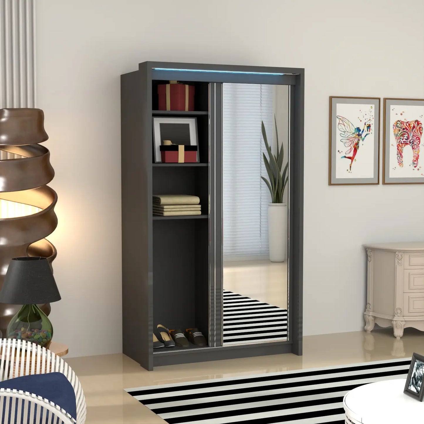 Porto 2 Doors Wardrobe | COLOR: Dark Gray | SIZE: 125cm