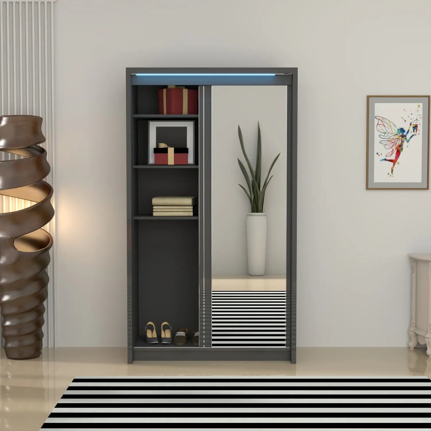 Porto 2 Doors Wardrobe | COLOR: Dark Gray | SIZE: 125cm 