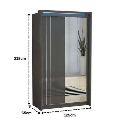 Porto 2 Doors Wardrobe | COLOR: Dark Gray | SIZE: 125cm