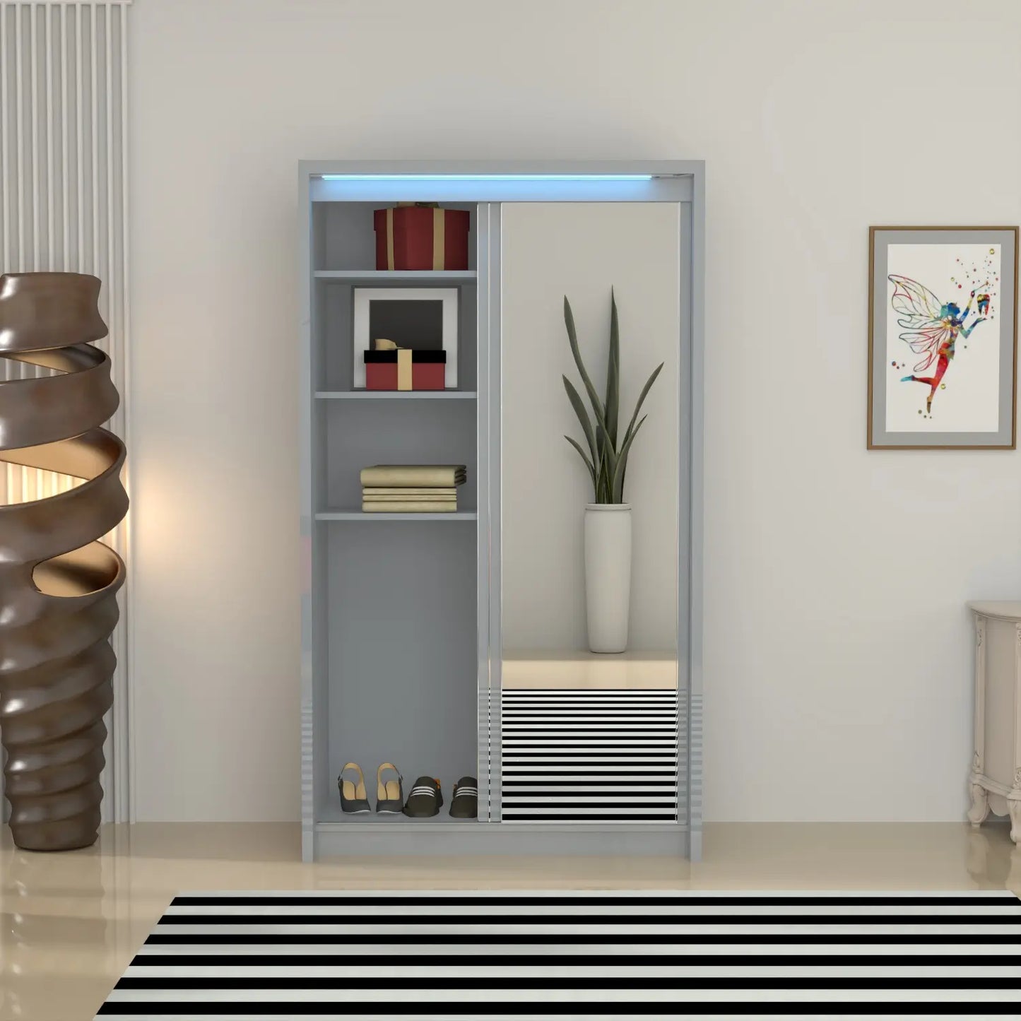 Porto 2 Doors Wardrobe | COLOR: Grey | SIZE: 125cm 