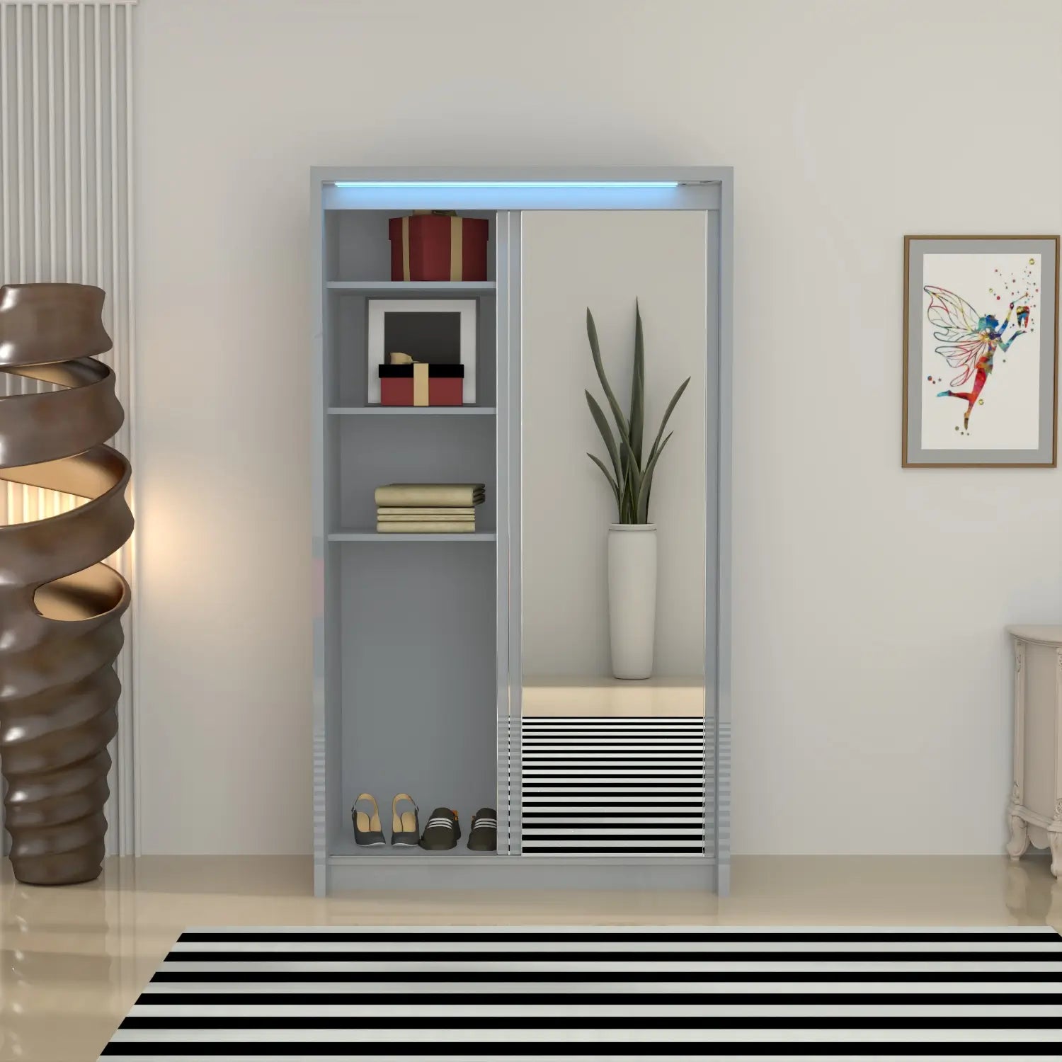 Porto 2 Doors Wardrobe | COLOR: Grey | SIZE: 125cm 