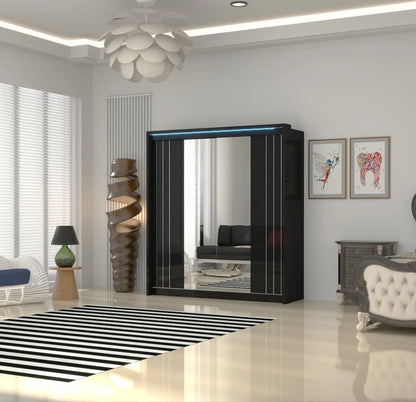 Porto 2 Doors Wardrobe | COLOR: Black | SIZE: 165cm