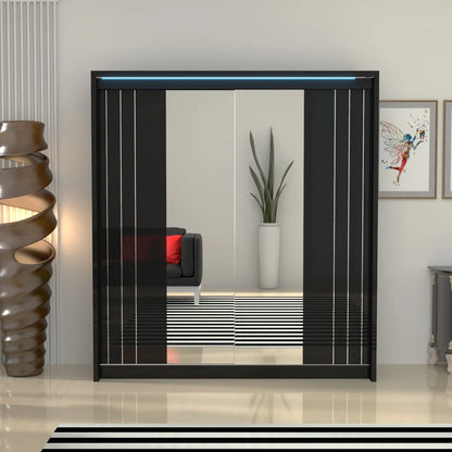 Porto 2 Doors Wardrobe | COLOR: Black | SIZE: 165cm
