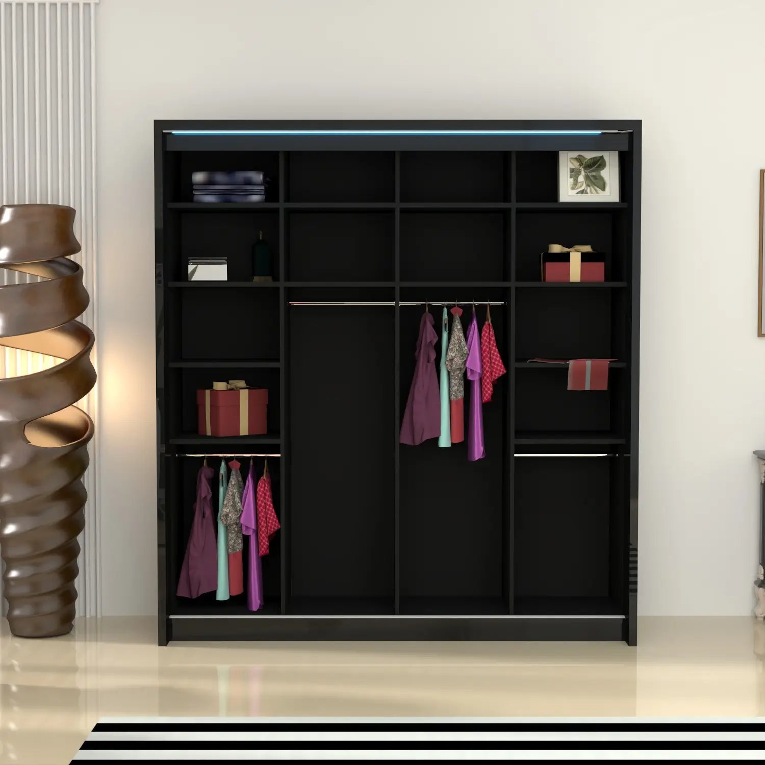Porto 2 Doors Wardrobe | COLOR: Black | SIZE: 165cm
