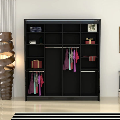 Porto 2 Doors Wardrobe | COLOR: Black | SIZE: 165cm