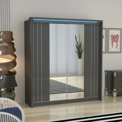Porto 2 Doors Wardrobe | COLOR: Dark Gray | SIZE: 165cm