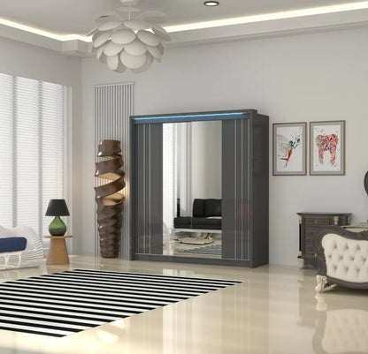 Porto 2 Doors Wardrobe | COLOR: Dark Gray |  SIZE: 165cm