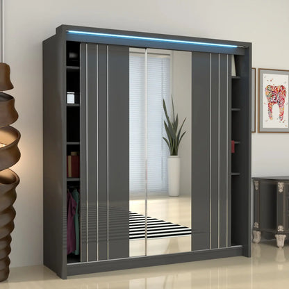 Porto 2 Doors Wardrobe | COLOR: Dark Gray |  SIZE: 165cm