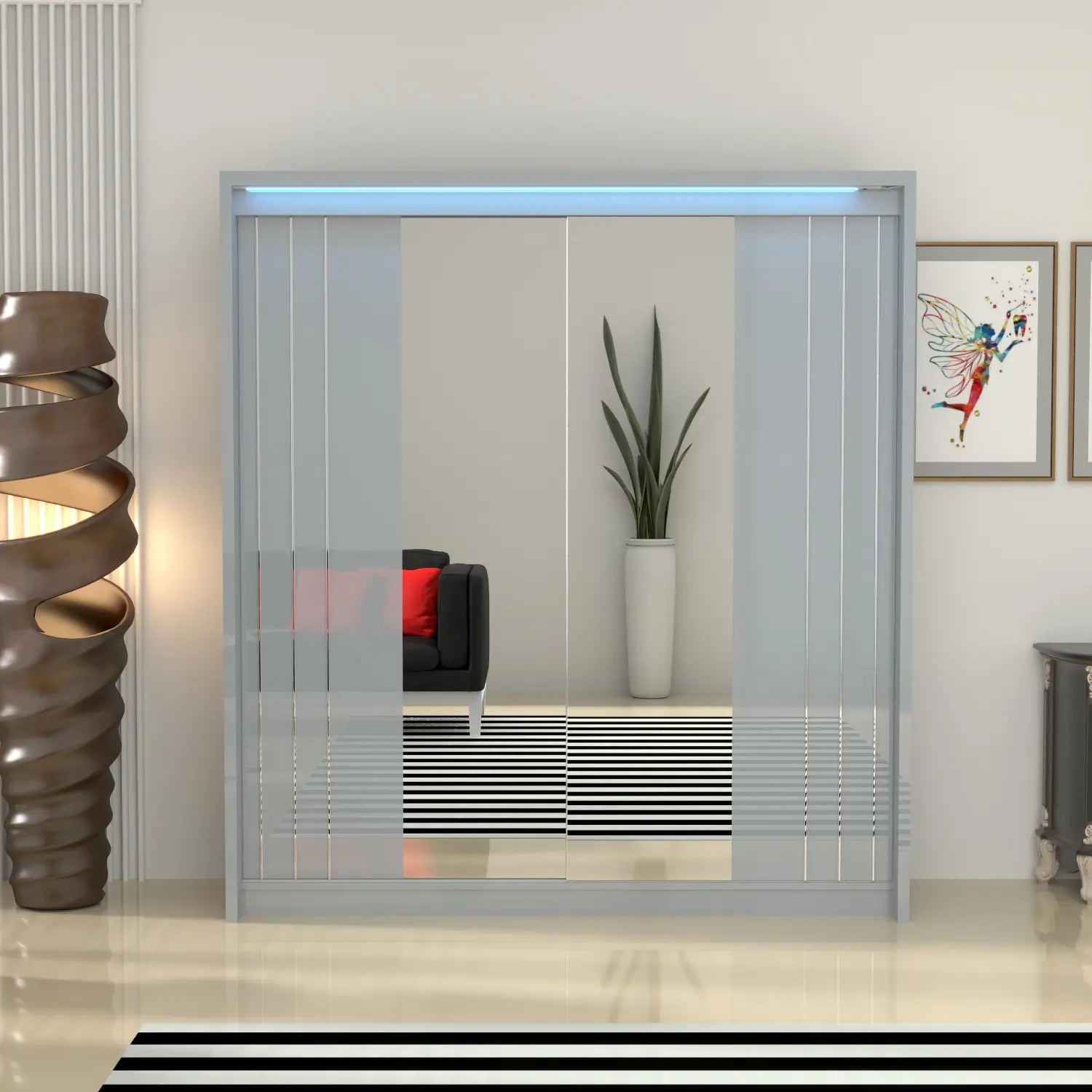 Porto 2 Doors Wardrobe | COLOR: Grey |  SIZE: 165cm