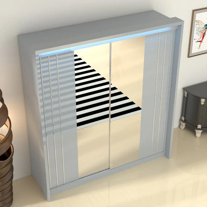 Porto 2 Doors Wardrobe | COLOR: Grey |  SIZE: 165cm