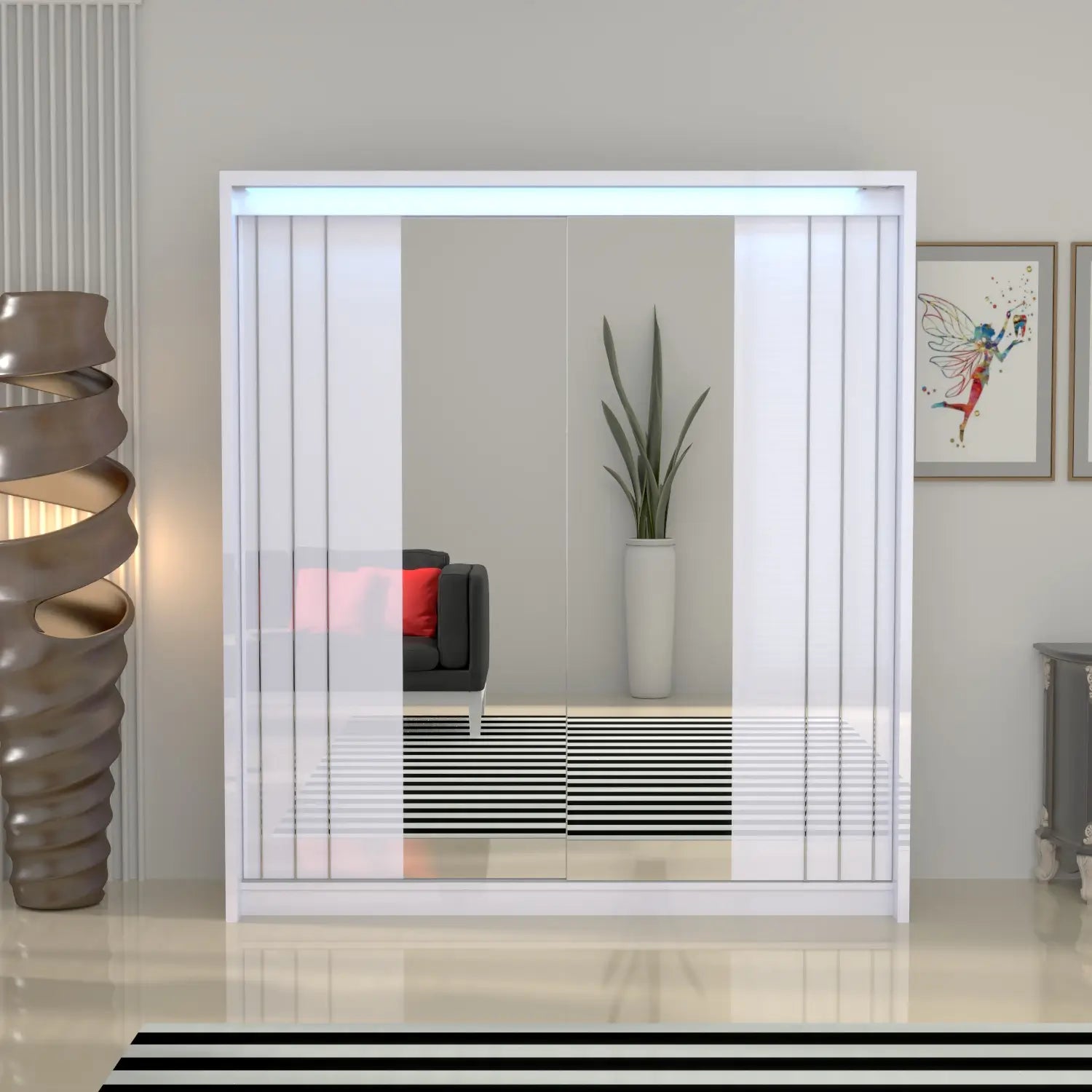 Porto 2 Doors Wardrobe | COLOR: White | SIZE: 165cm