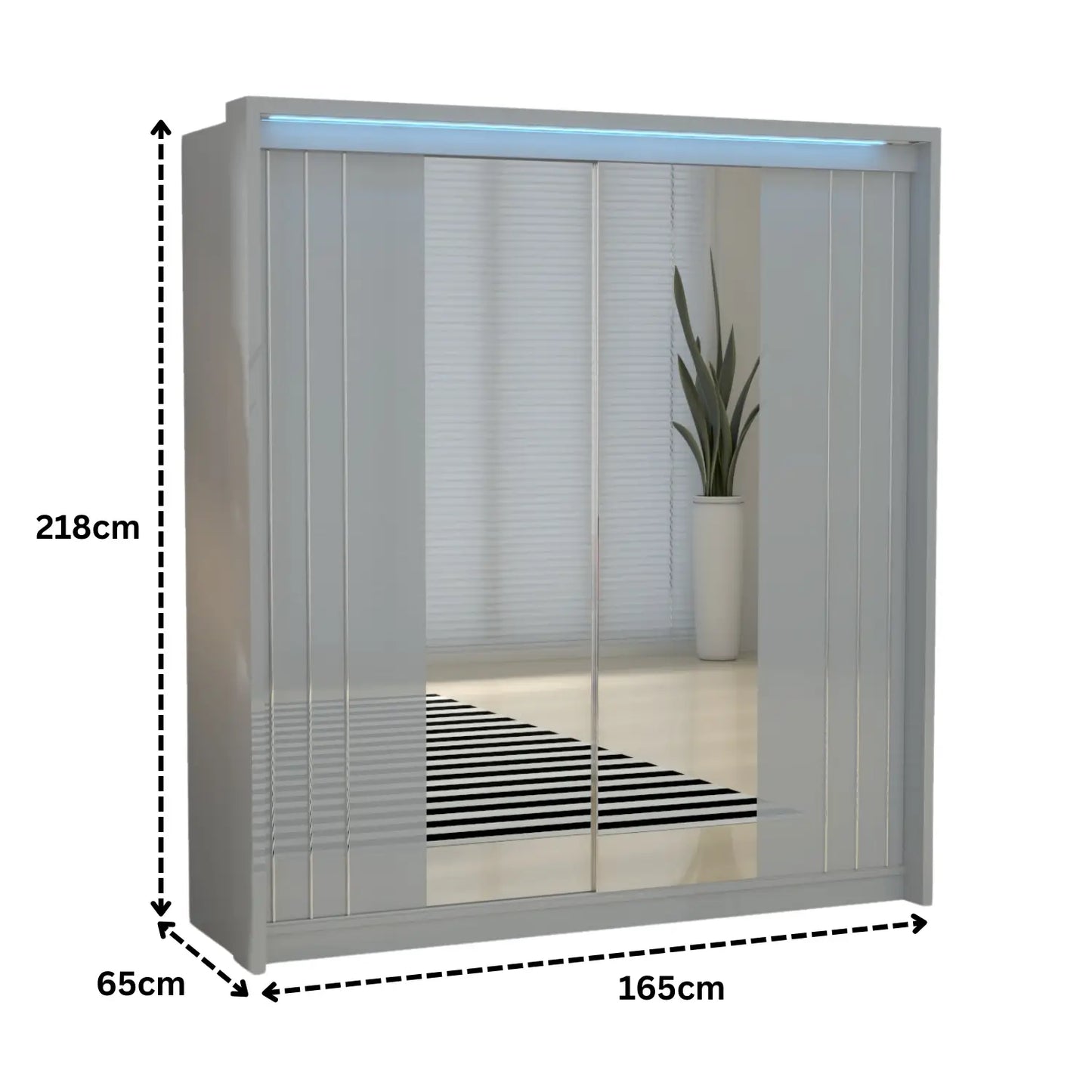 Porto 2 Doors Wardrobe | COLOR: Grey |  SIZE: 165cm