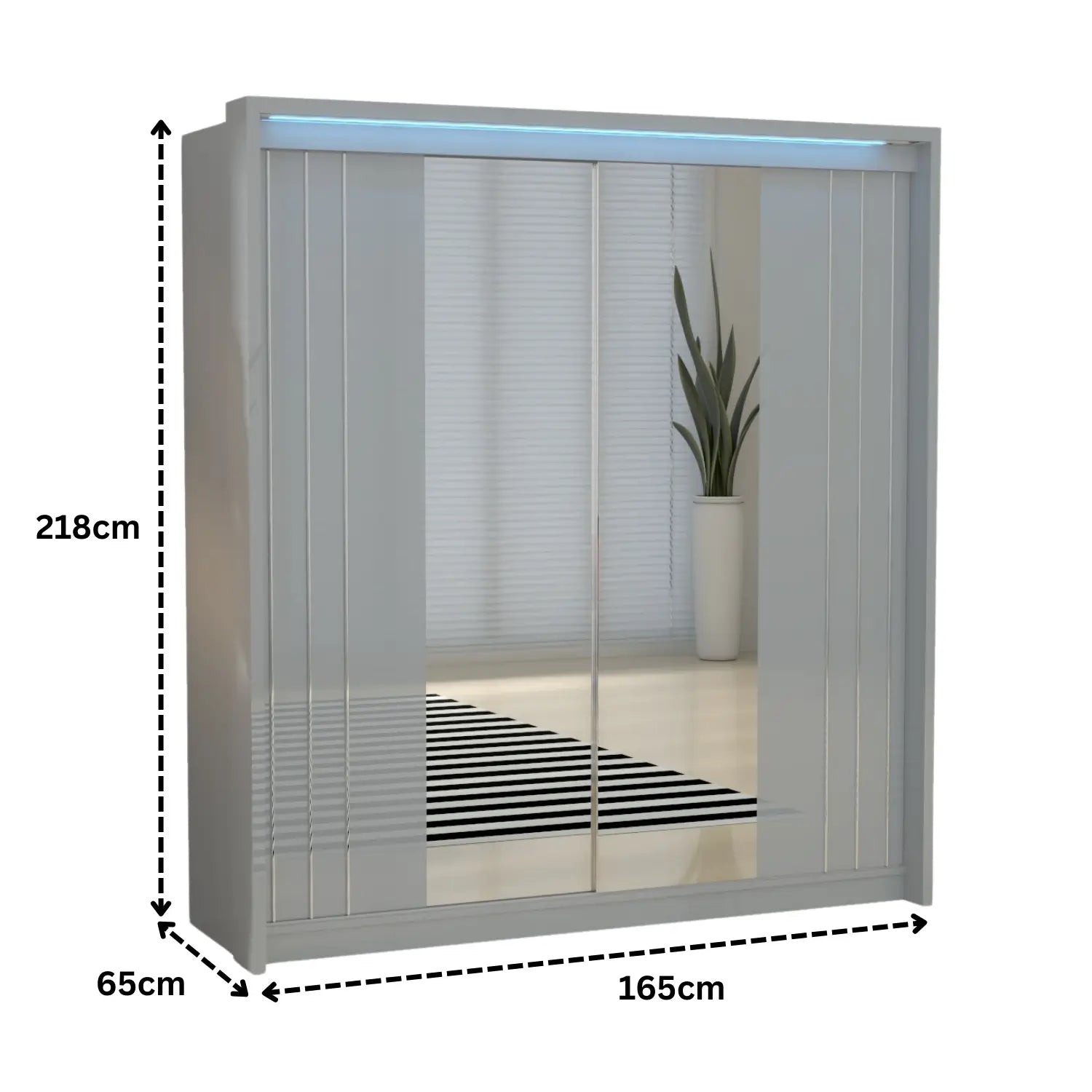 Porto 2 Doors Wardrobe | COLOR: Grey |  SIZE: 165cm