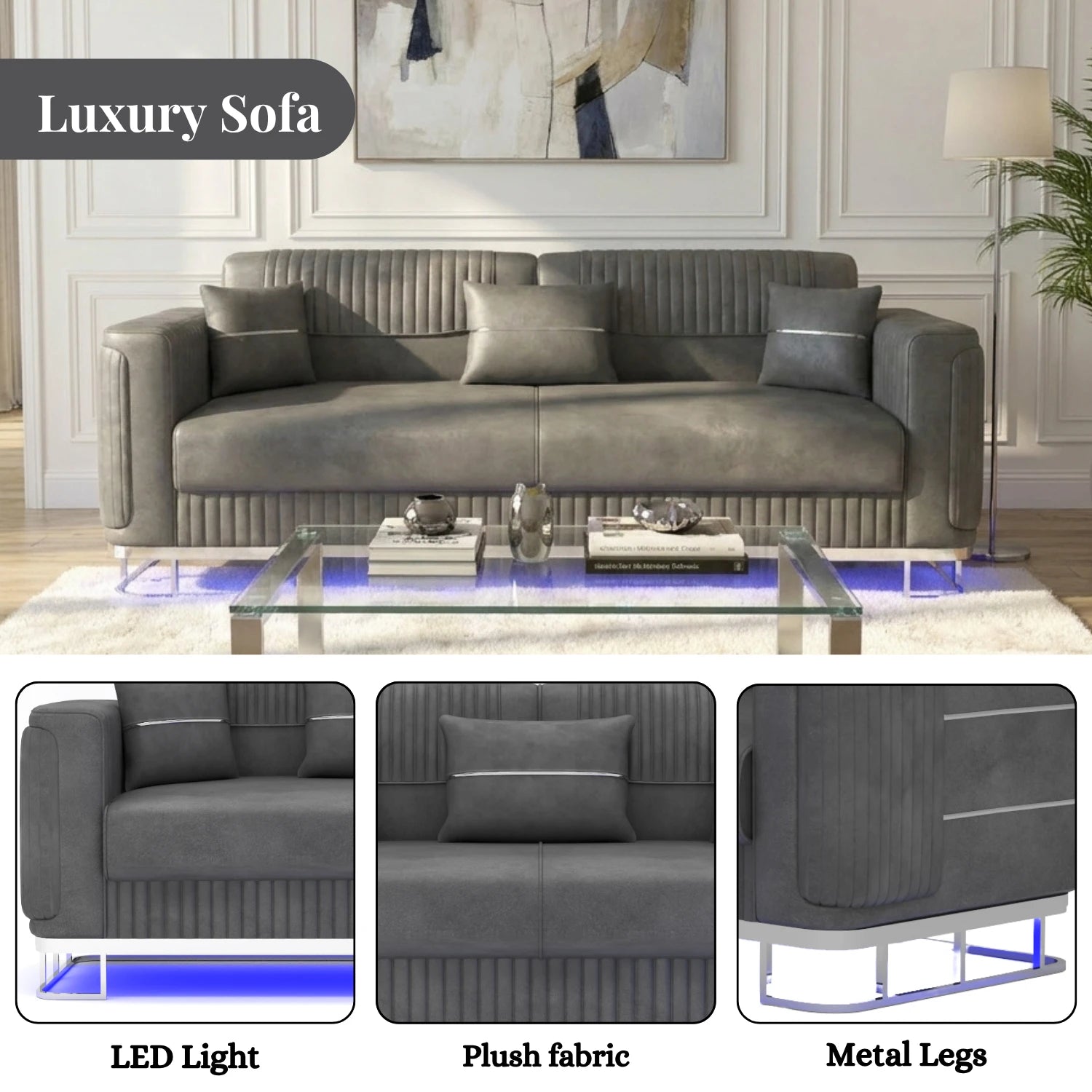 3 Seater Grey