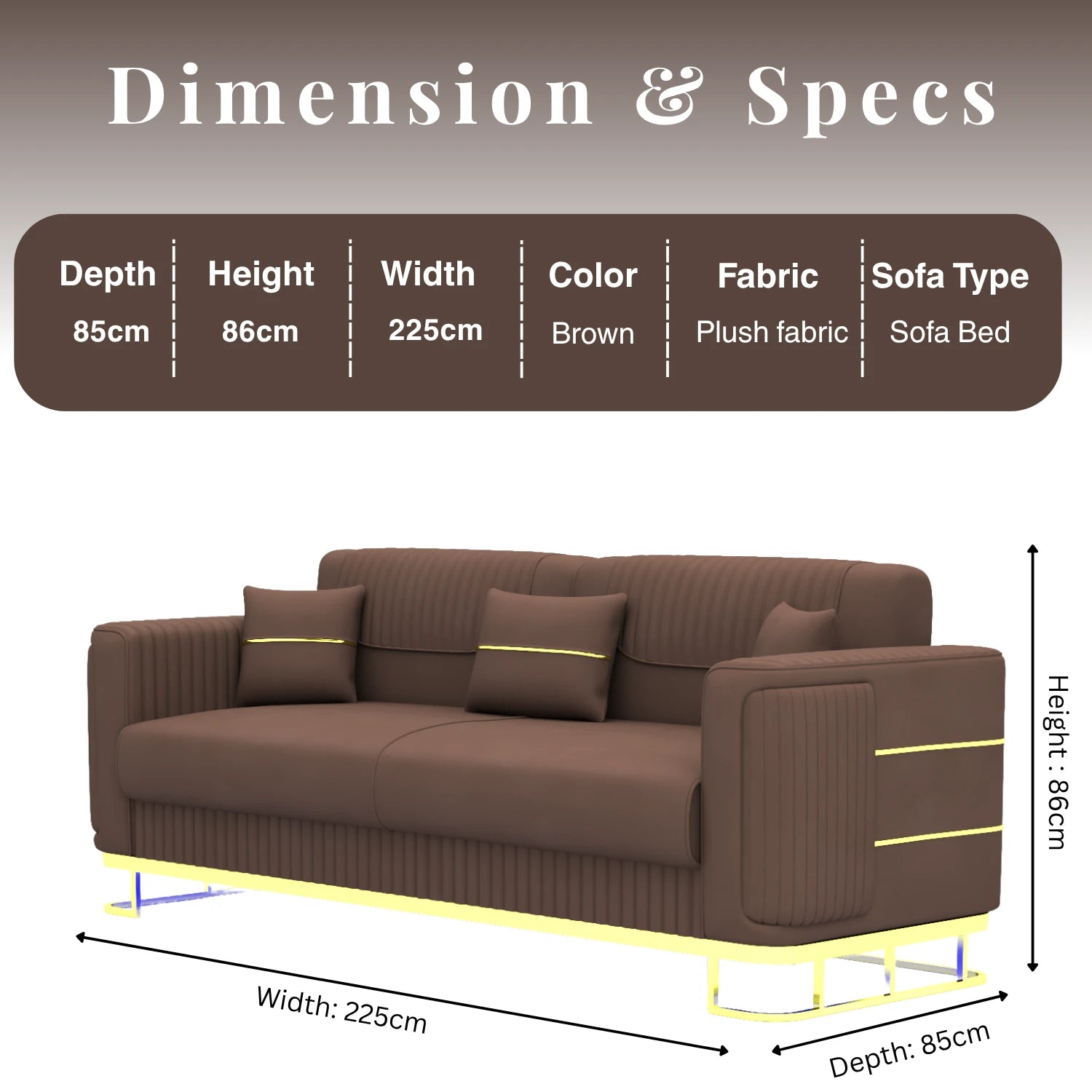 3 Seater Brown