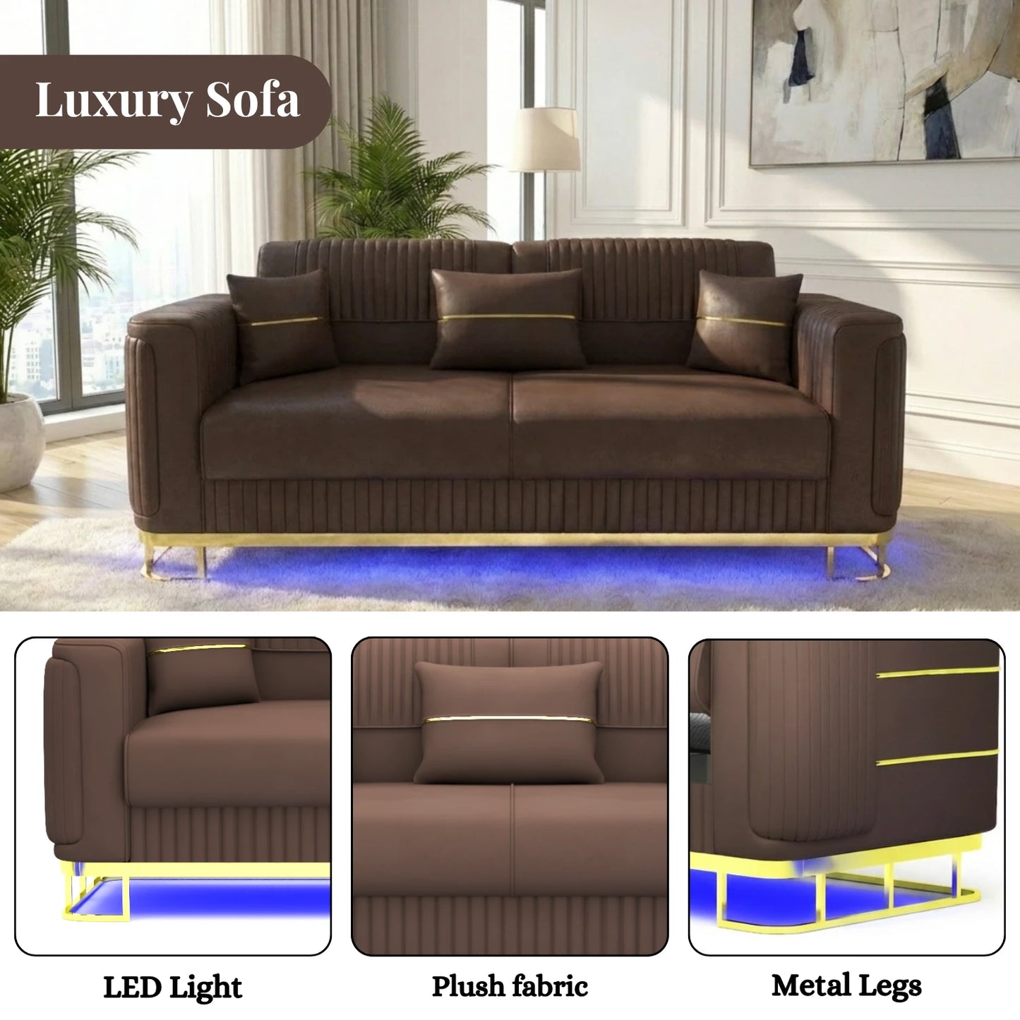 3+2 Seater Brown