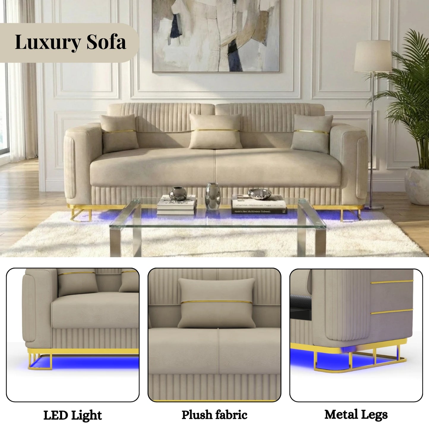 3 Seater Cream