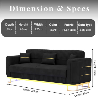 3+2 Seater Black