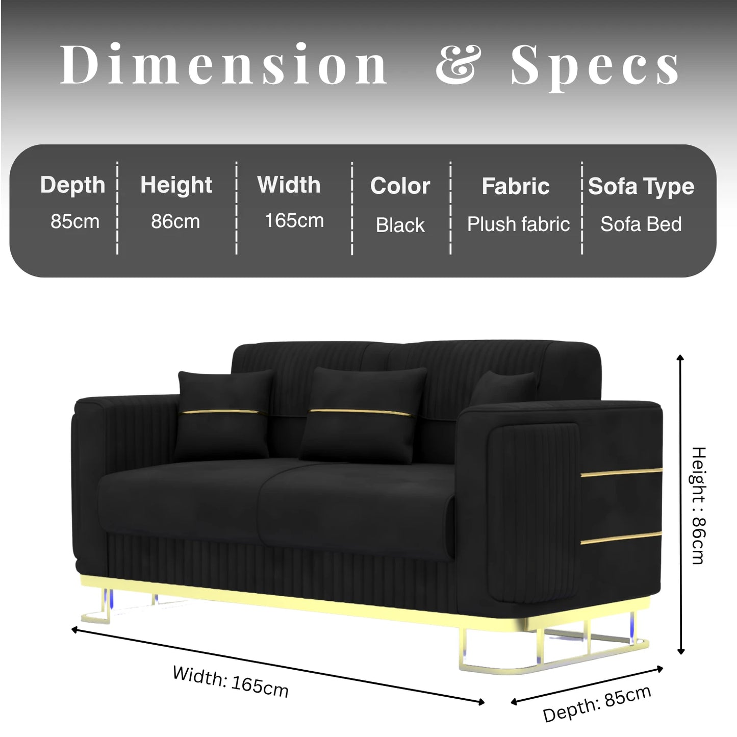 3+2 Seater Black