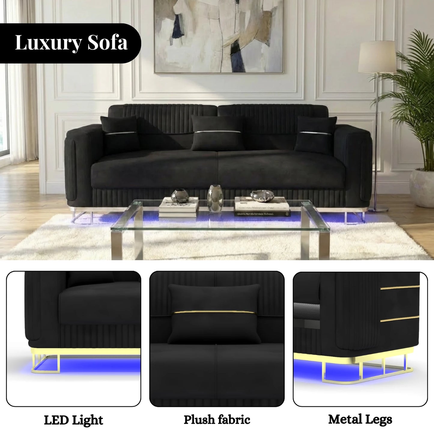 3+2 Seater Black