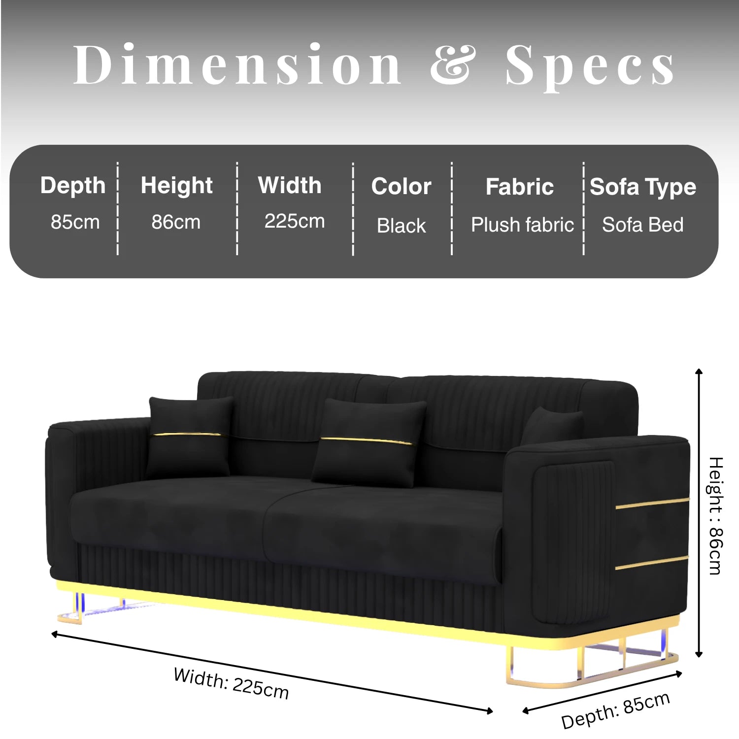 3 Seater Black