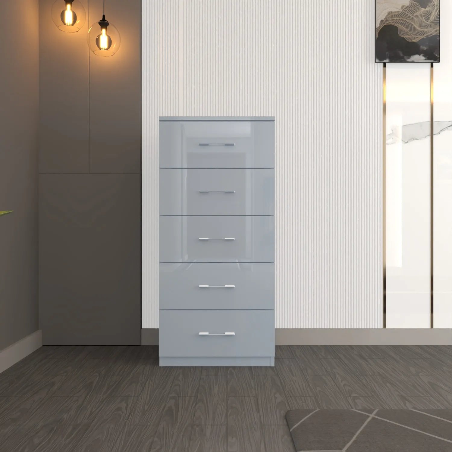 Riga 5 Drawers Chest | COLOR: Grey | SIZE: 60cm , 80cm 