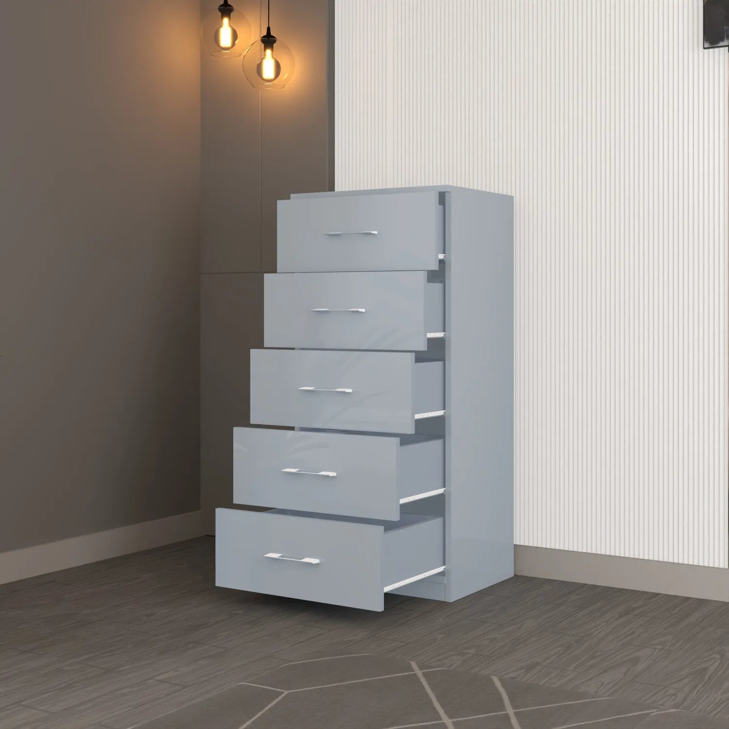 Riga 5 Drawers Chest | COLOR: Grey | SIZE: 60cm , 80cm 