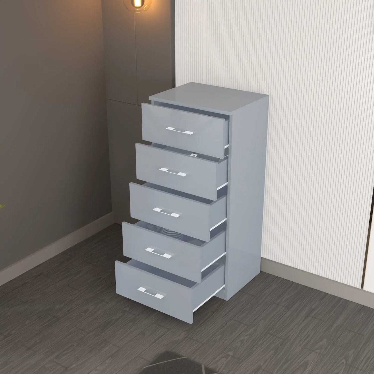 Riga 5 Drawers Chest | COLOR: Grey | SIZE: 60cm , 80cm 