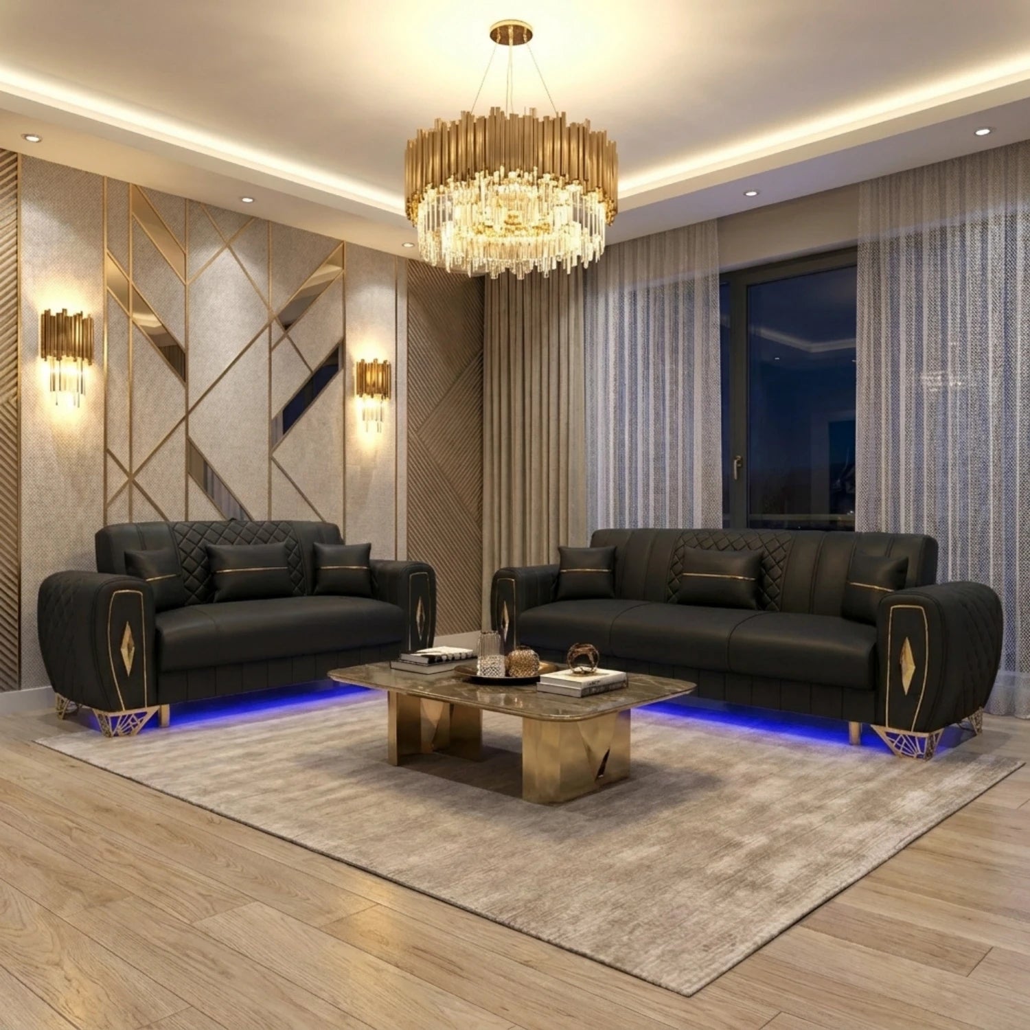 3+2 Seater Black