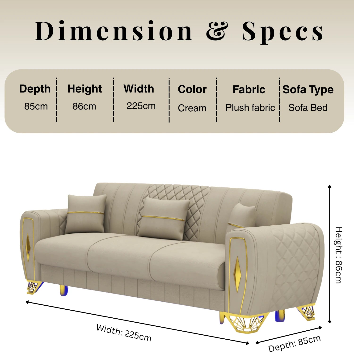 3 Seater Cream