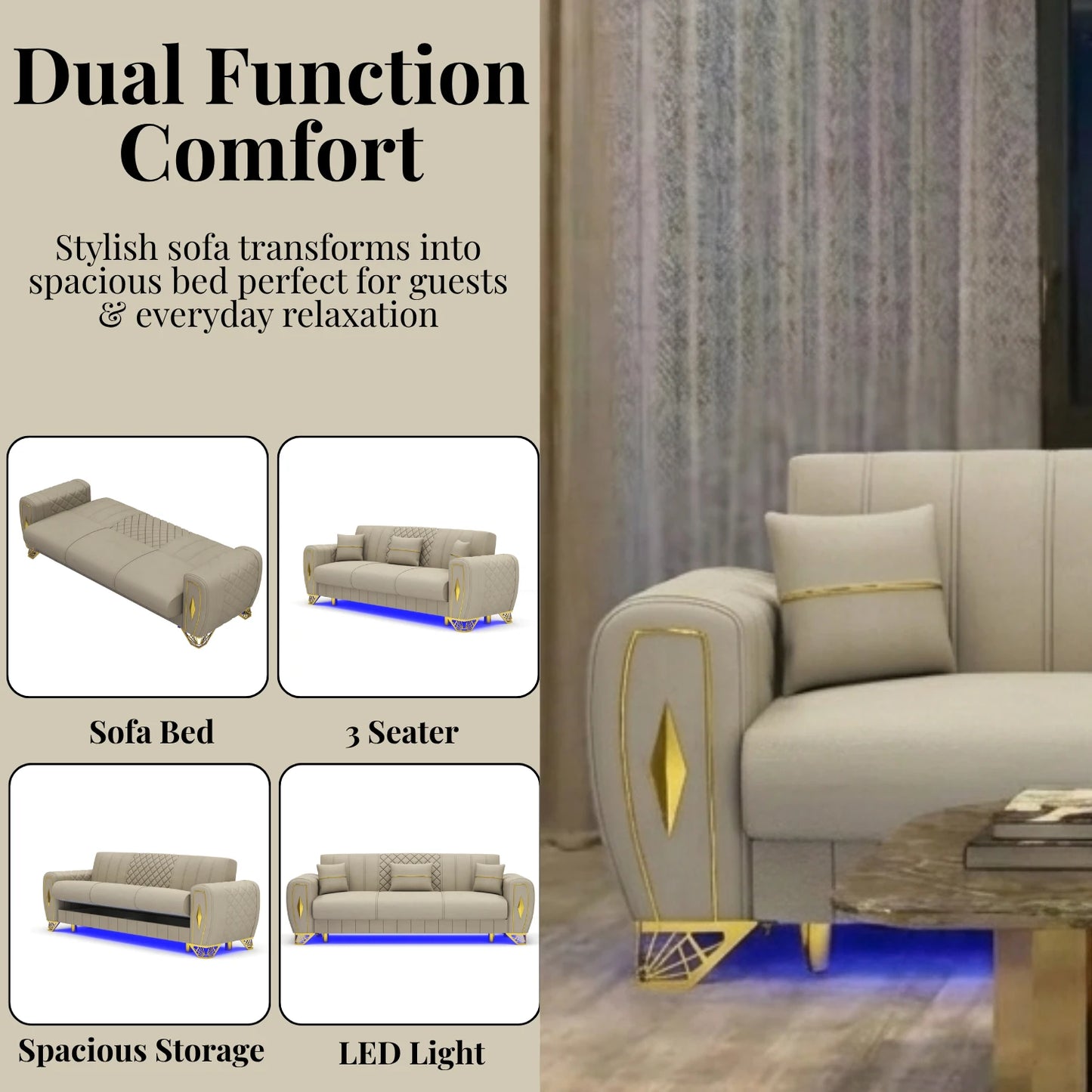 3 Seater Cream