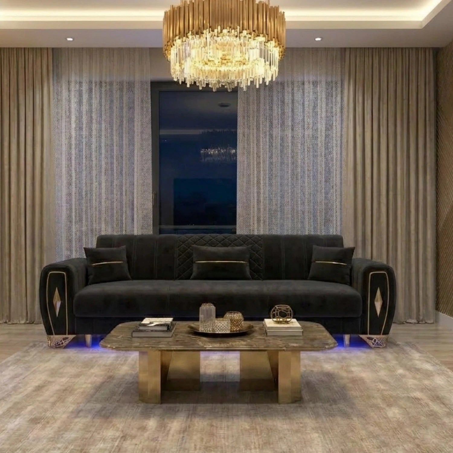 3 Seater Black