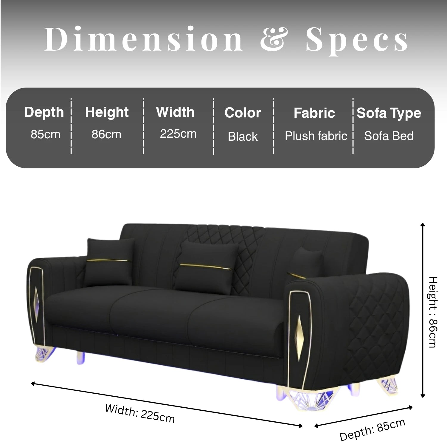 3 Seater Black