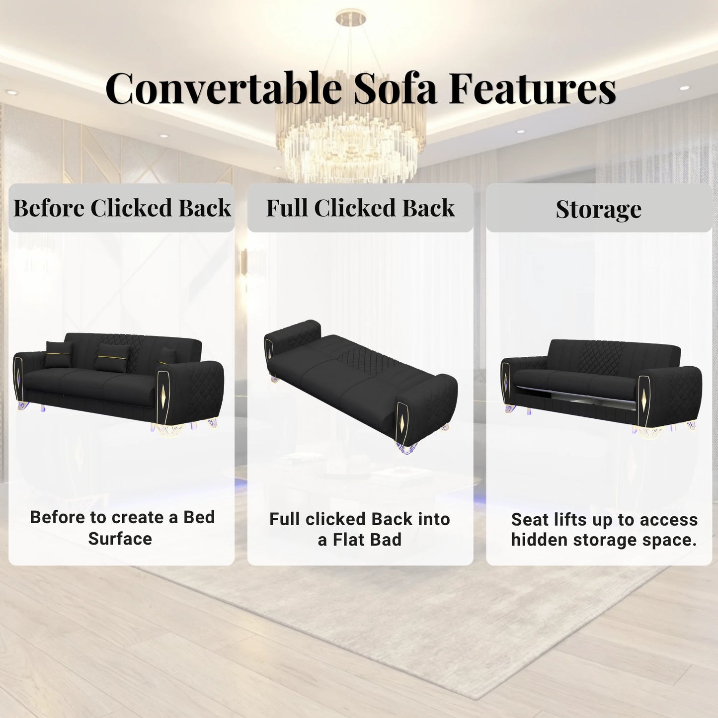 3 Seater Black