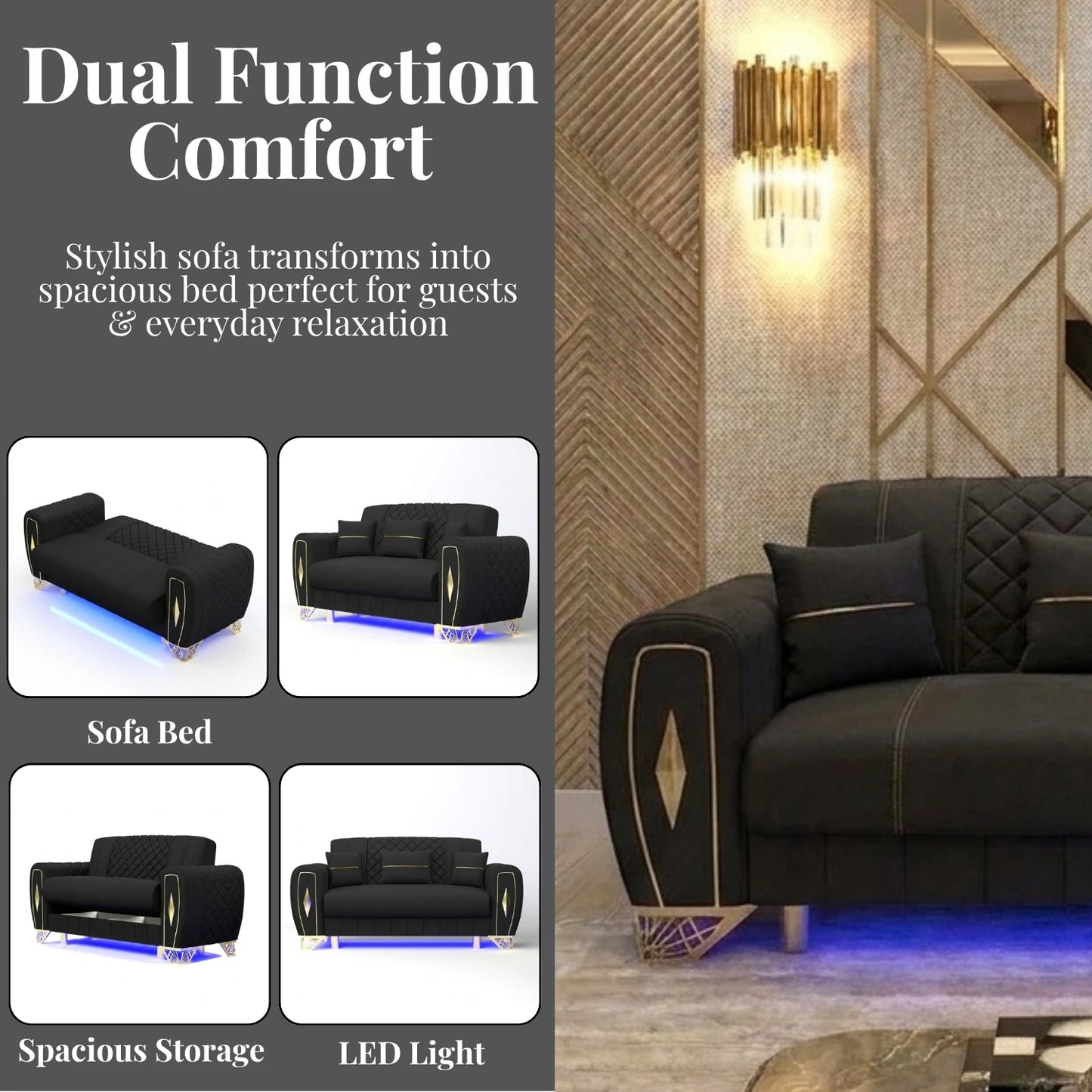 2 Seater Black