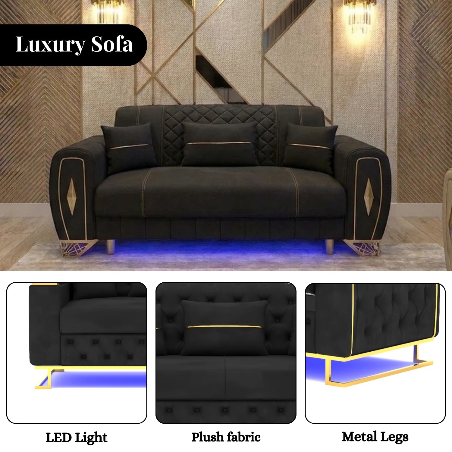 2 Seater Black