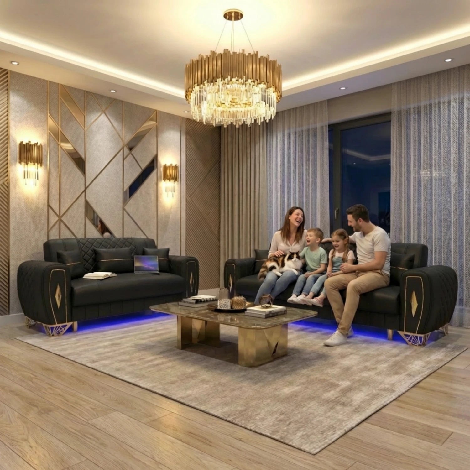 2 Seater Black