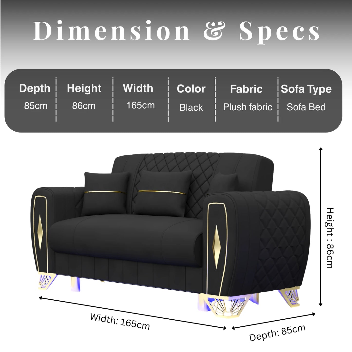 3+2 Seater Black